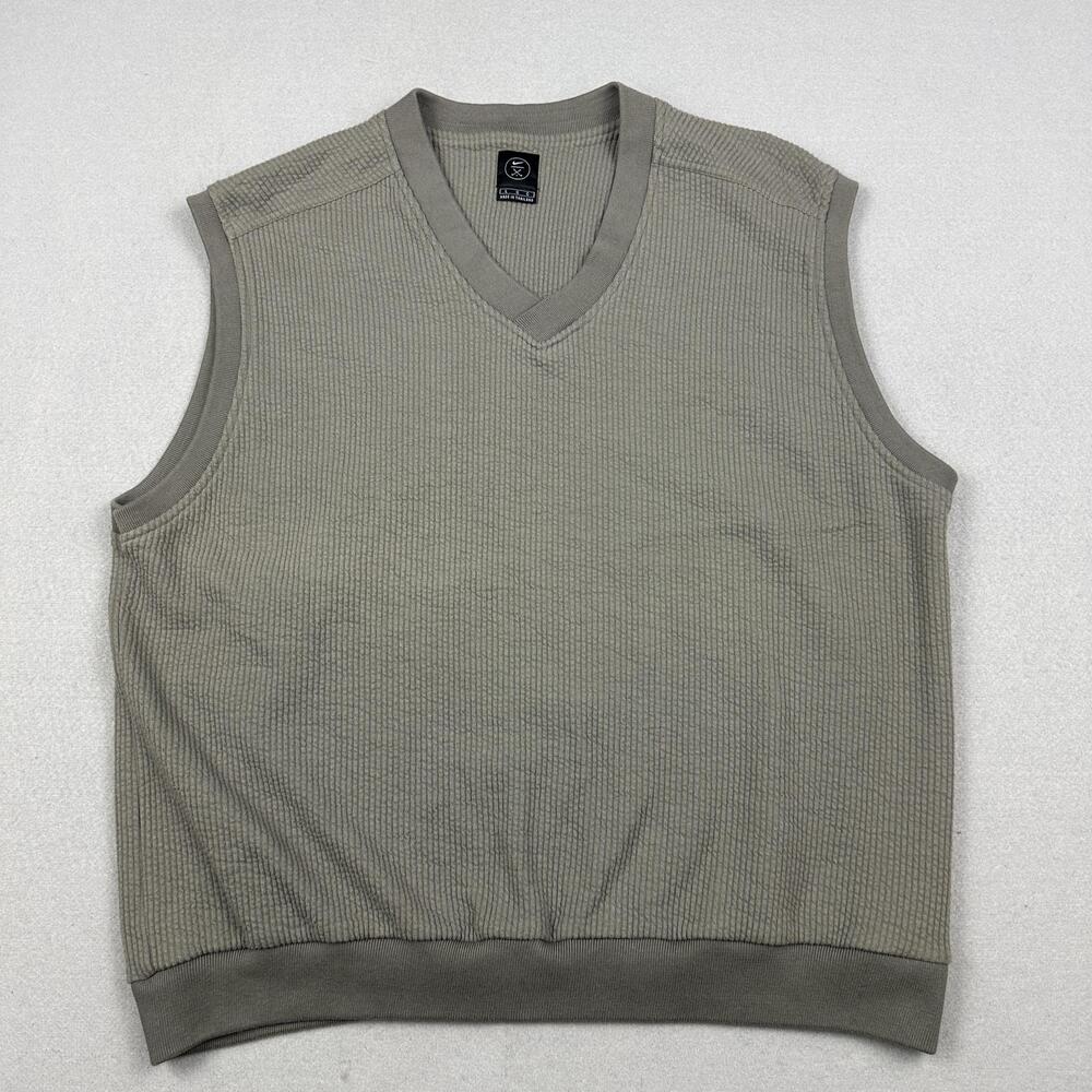 Nike Sweater Men Large Green Golf Waffle Ribbed V-Neck Pullover Performance L